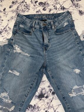 American Eagle Outfitters Light Blue High-Rise Distressed Jeans